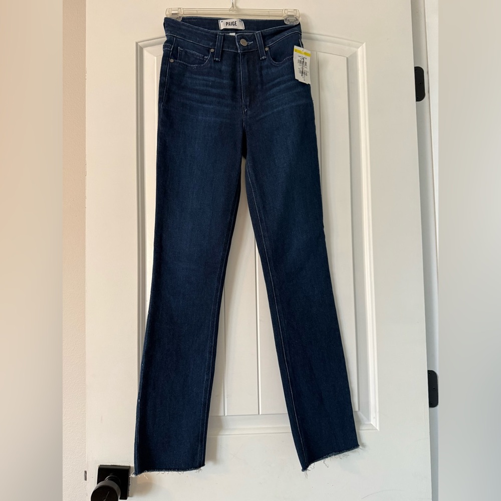 PAIGE Dark Blue Straight Leg Jeans - Picture 2 of 6